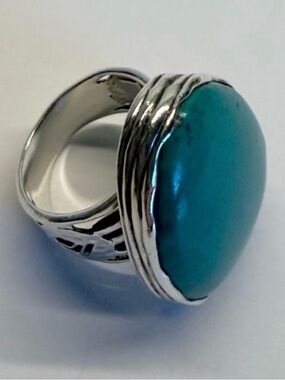 Silpada Large Turquoise Statement Ring Sterling Silver Western Size 8
